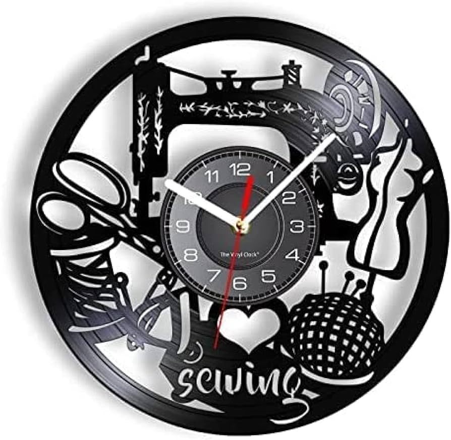 Amazon.co.jp: 縫製アートワーク壁掛け時計ヴィンテージミシンクロス