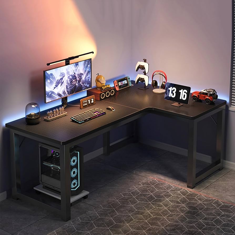 Amazon | Hynbdes ゲーミングデスク パソコンデスク L字 カーボン調