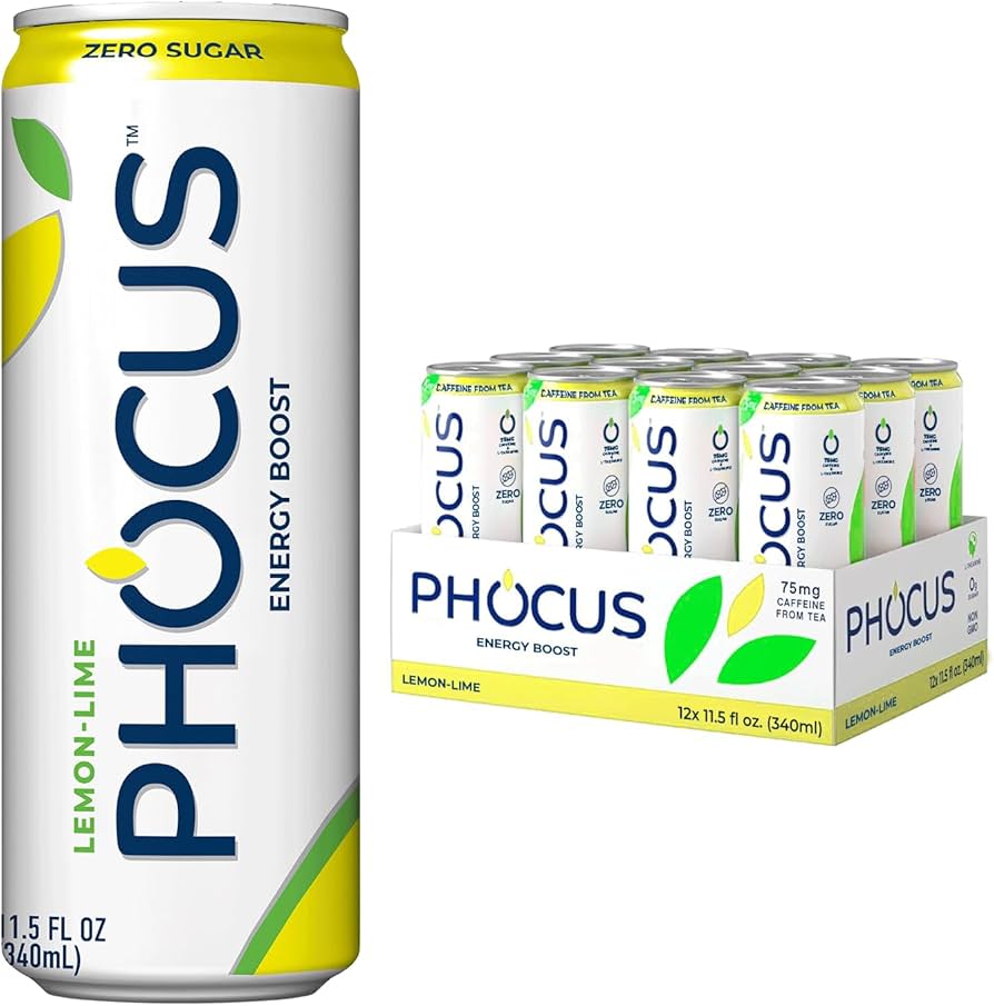 Amazon.com : PHOCUS Caffeinated Sparkling Water, Lemon Lime, 75mg