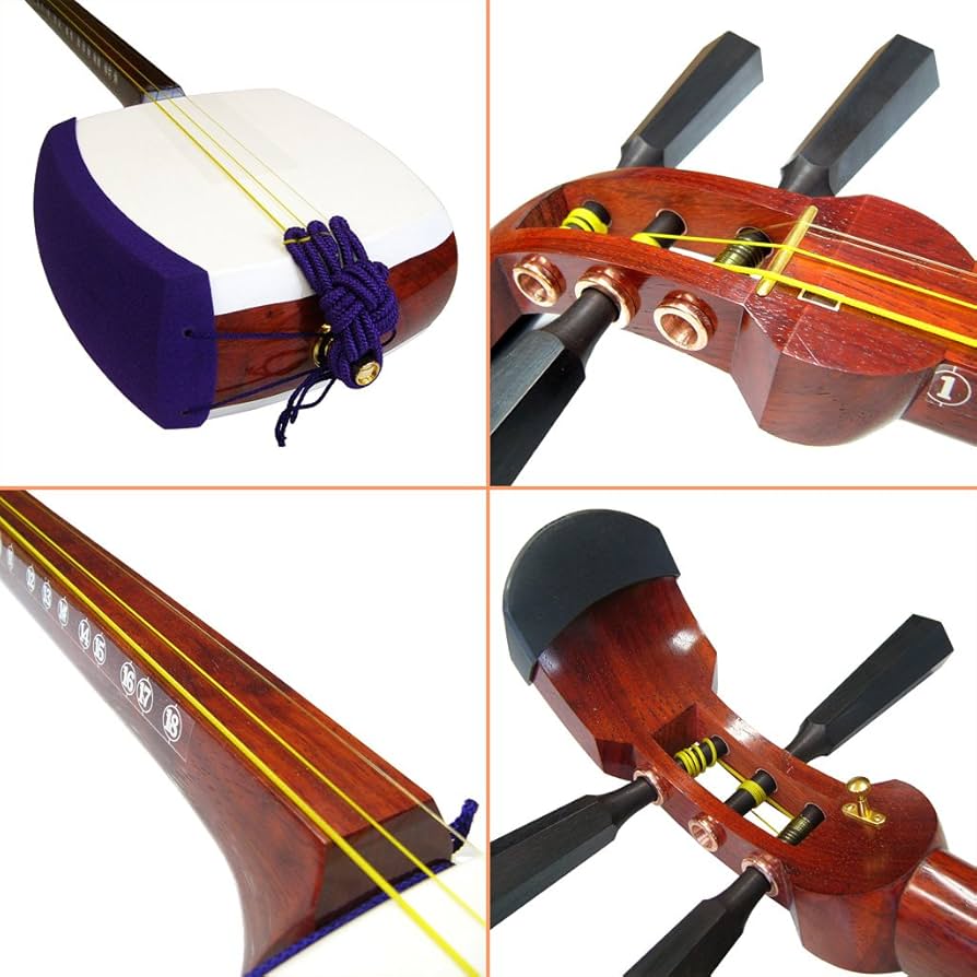 津軽三味線 花梨 太棹 東さわり付 皮やぶれなし バチ ケース付 津軽