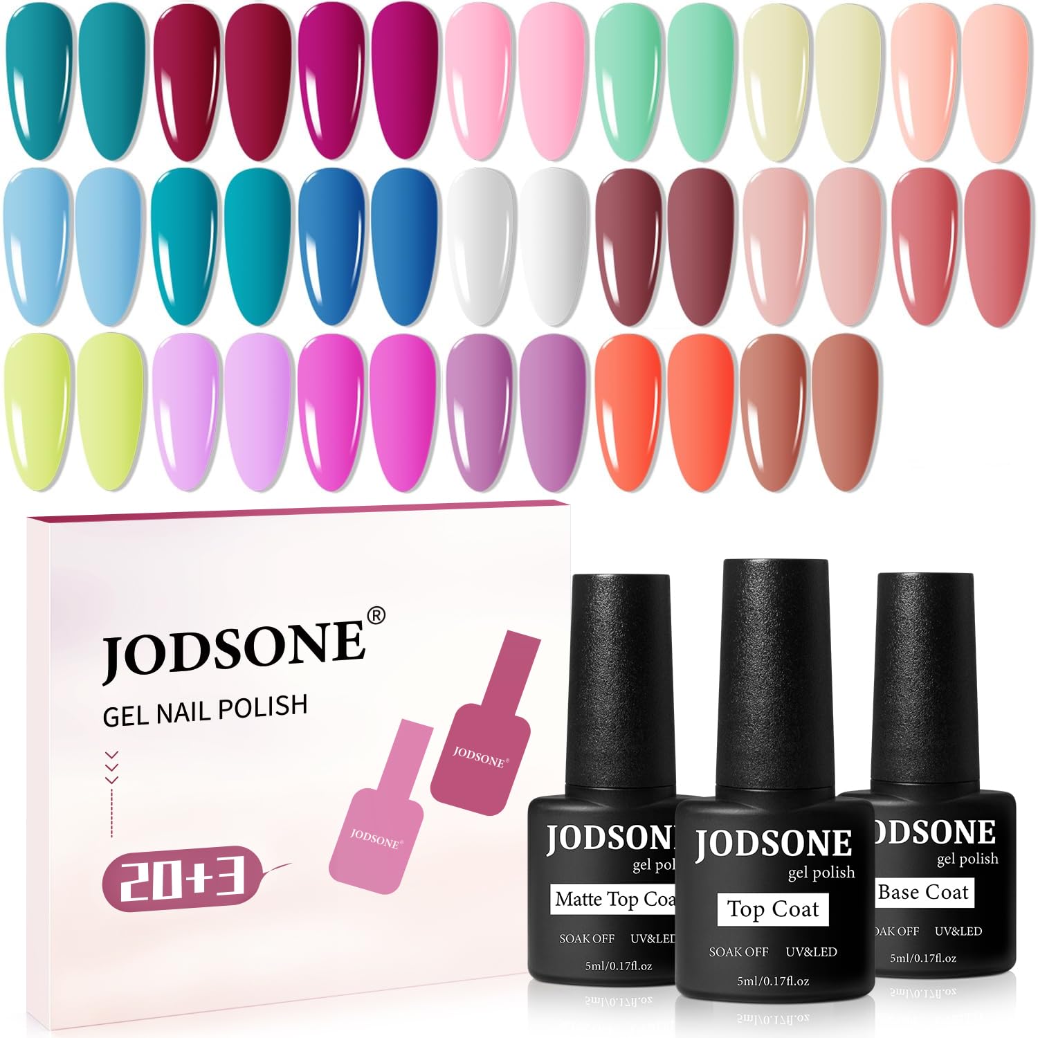 Amazon.com: JODSONE 23 PCS Gel Polish Kit Colorful Fashion Classic
