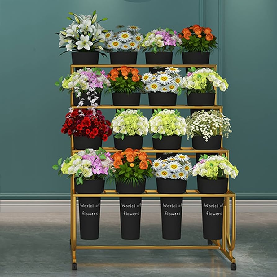 Amazon.co.jp: フラワーバケツディスプレイスタンド 4段16個入り 植木