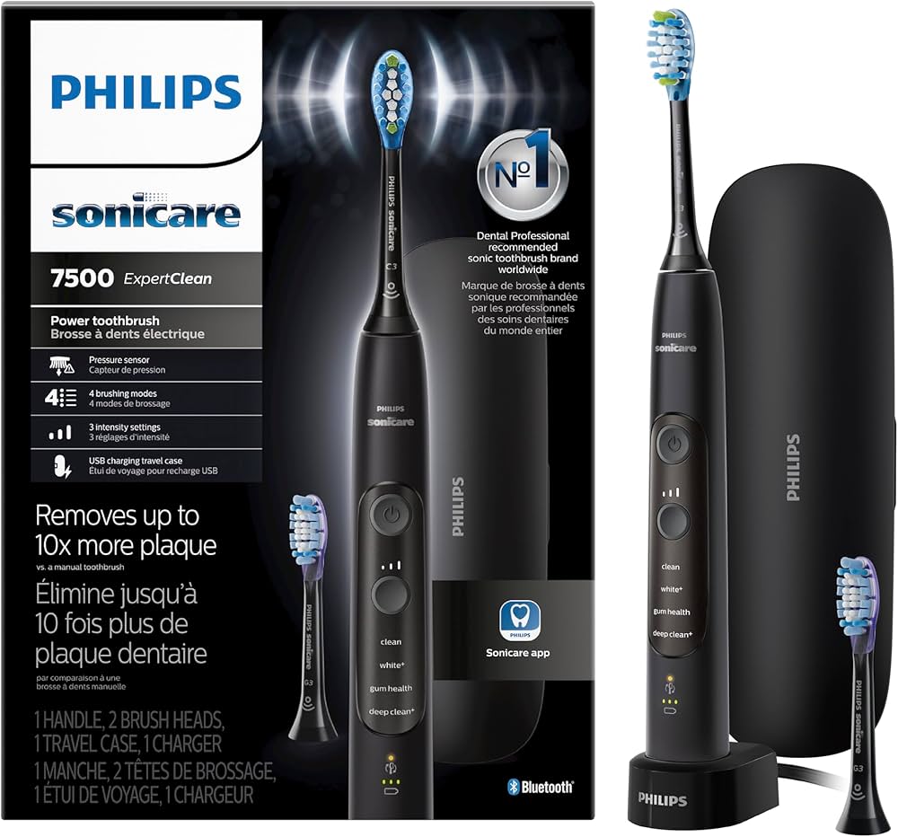 Amazon.com: Philips Sonicare ExpertClean 7500 Black, Rechargeable