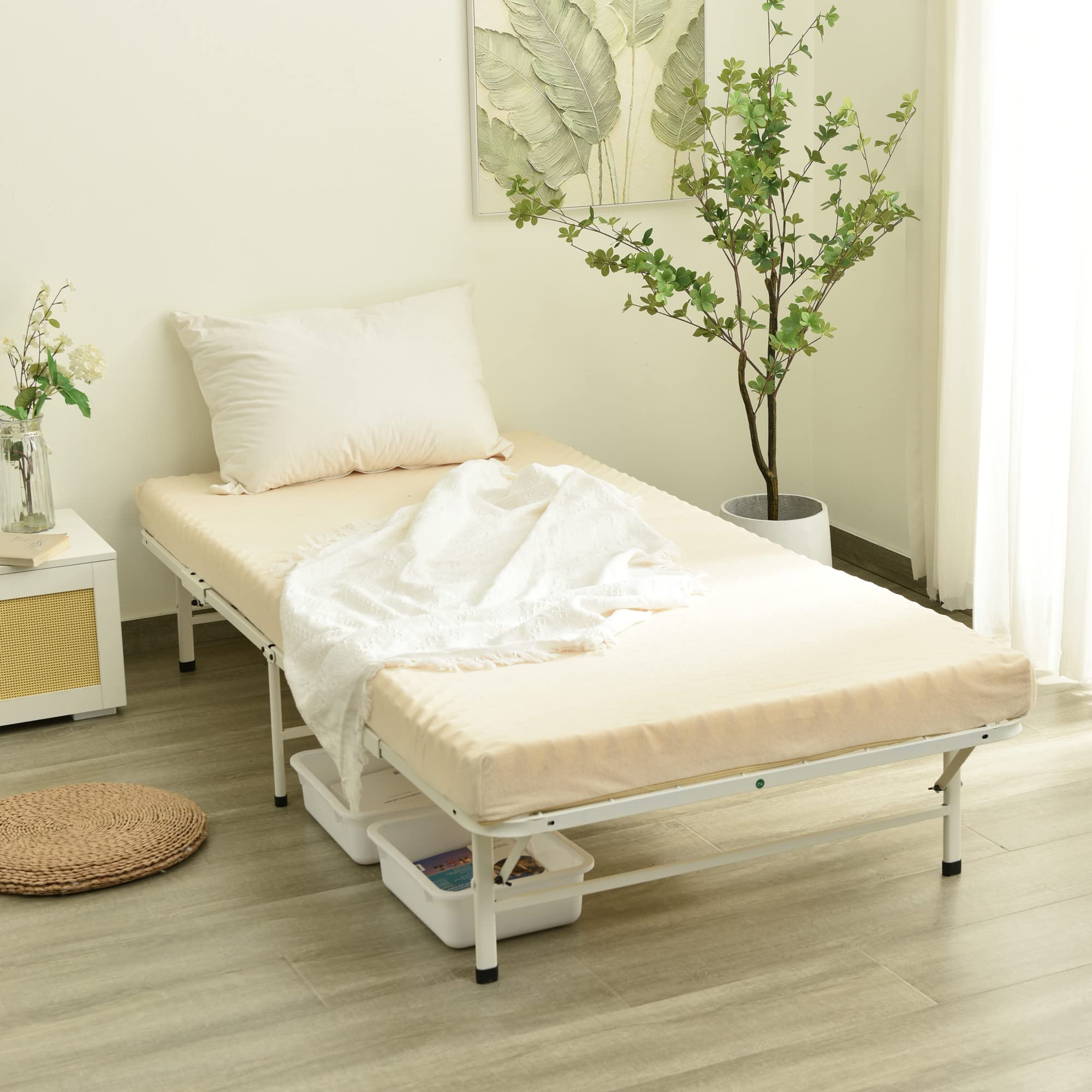 Amazon｜パイプベッド 折りたたみベッド シングル 組立簡単 マットレス