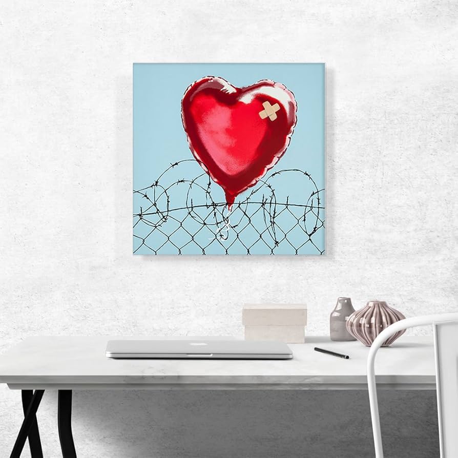 Amazon.com: ARTCANVAS Love Hurts: Barbed Wire Heart Balloon Canvas