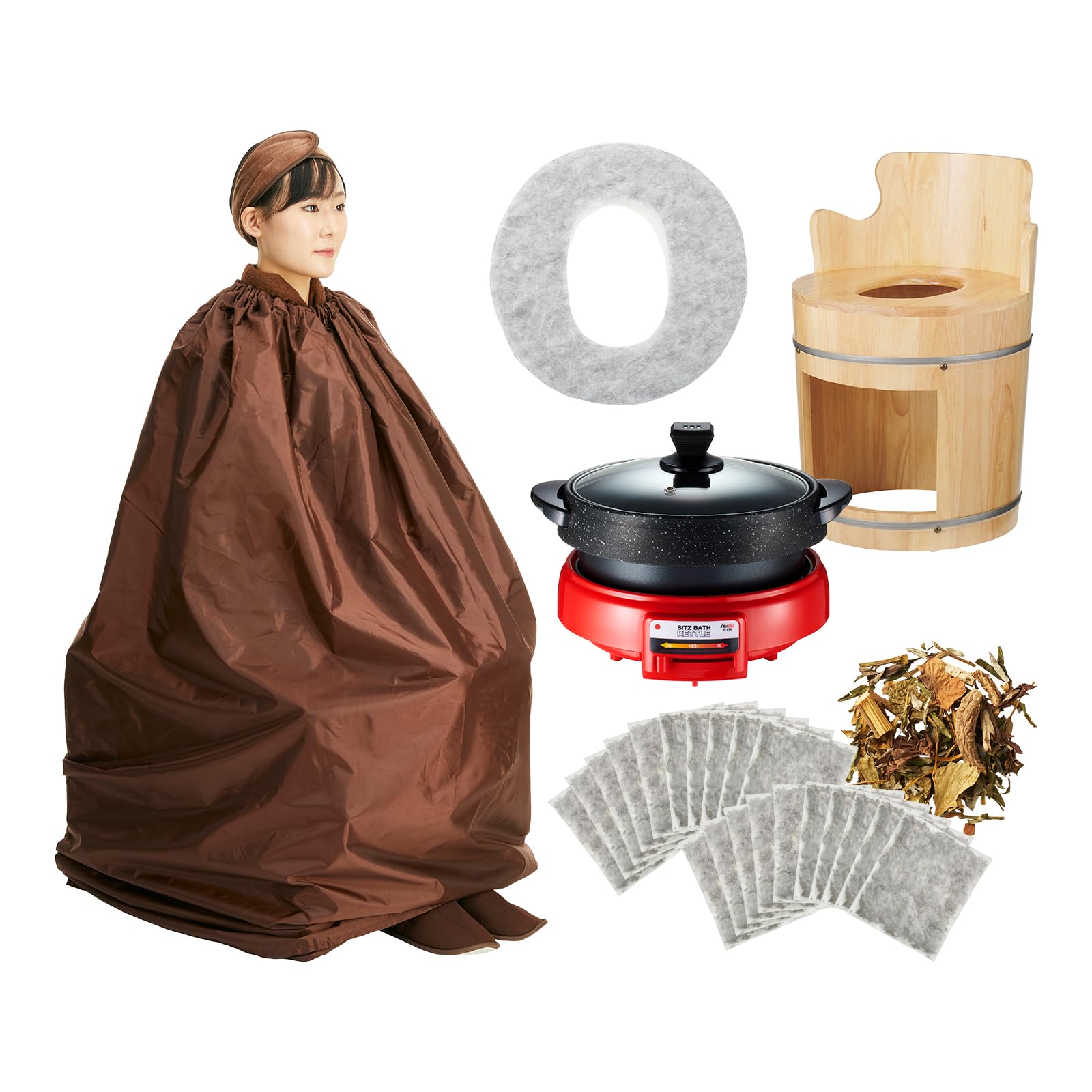 Amazon.co.jp: 【よもぎ蒸しセット！】 丸型(背もたれ付) - ブラウン袖