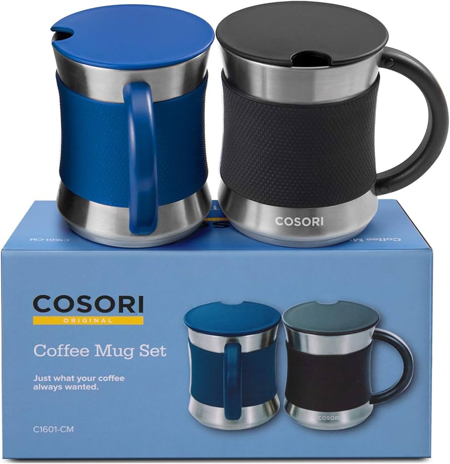 Amazon.com: COSORI Coffee Mug with Lids Set of 2, Stainless Steel
