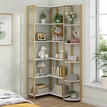 Amazon.com: Loomie Gold Corner Shelf, 6-Tier 70.87