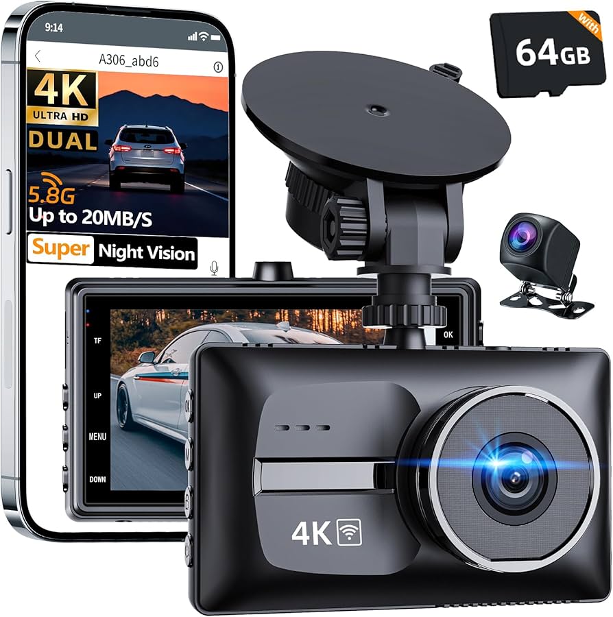 Amazon.com: Pahaa X18 4K Dual Dash Cam Front and Rear, Free 64GB