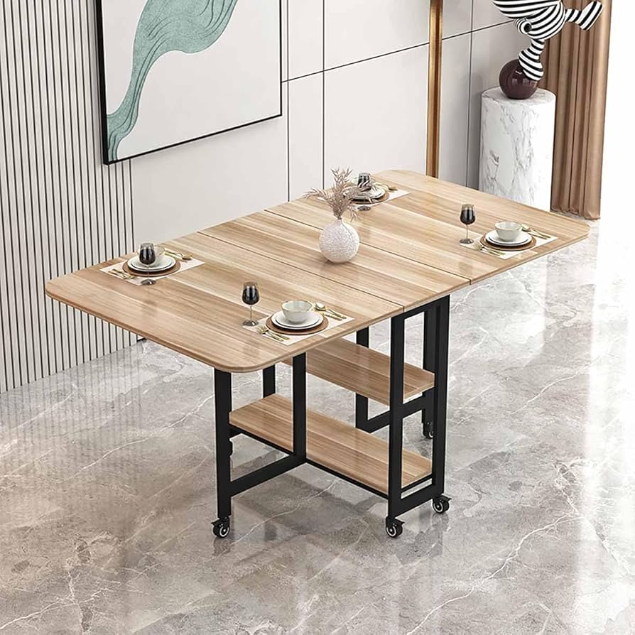 Amazon｜折りたたみダイニングテーブル 伸縮テーブル 幅100 奥行60 高