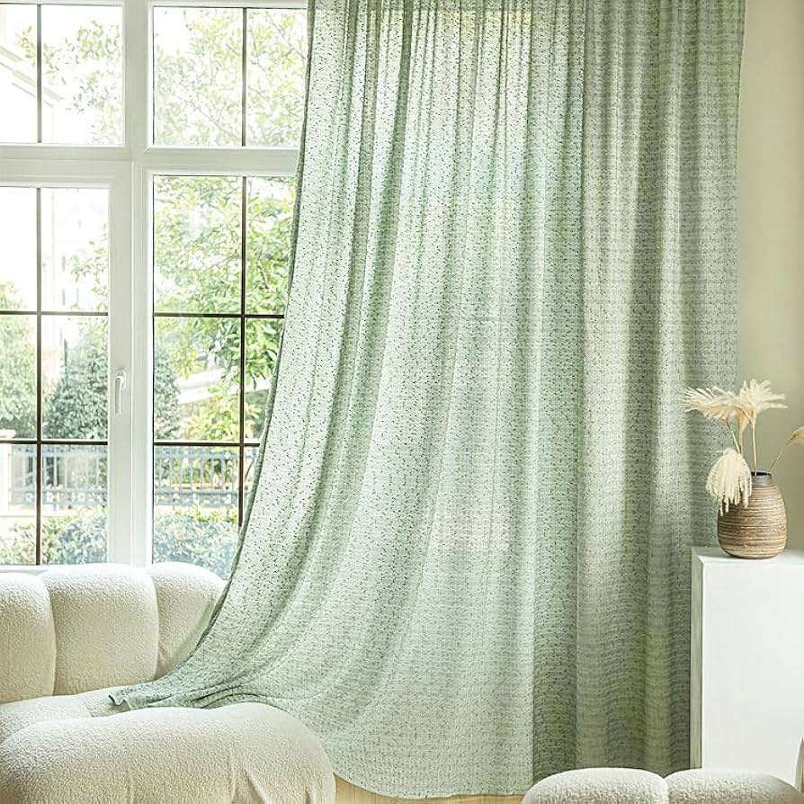 Amazon｜ミントグリーン レースカーテン リビングルーム ベッドルーム