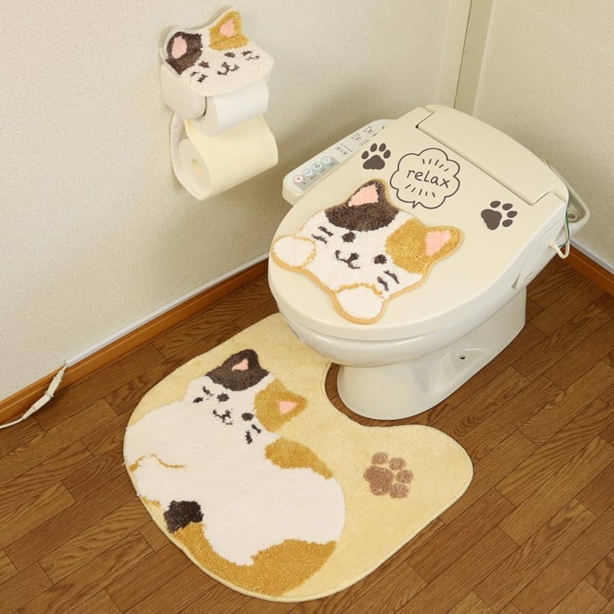 Amazon｜トイレマット セット 4点 ねこ ウォシュレット 猫 にゃんこ