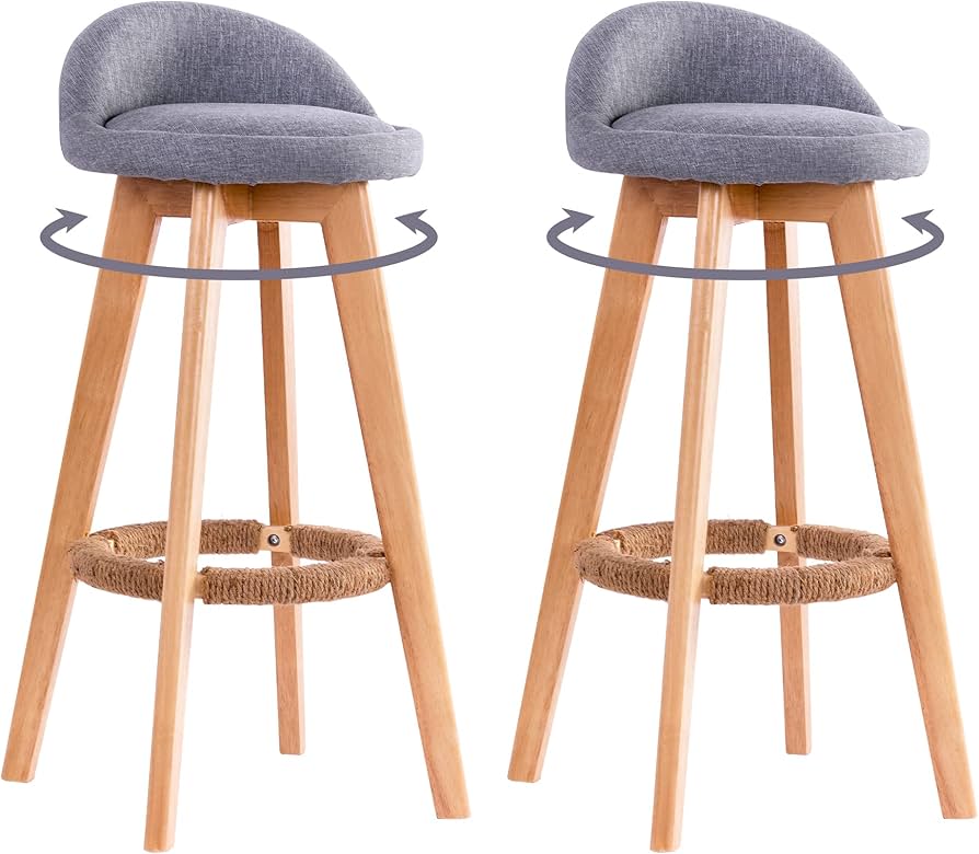 Amazon｜iodoos カウンターチェア 2脚セット 木製 360度回転 足置き