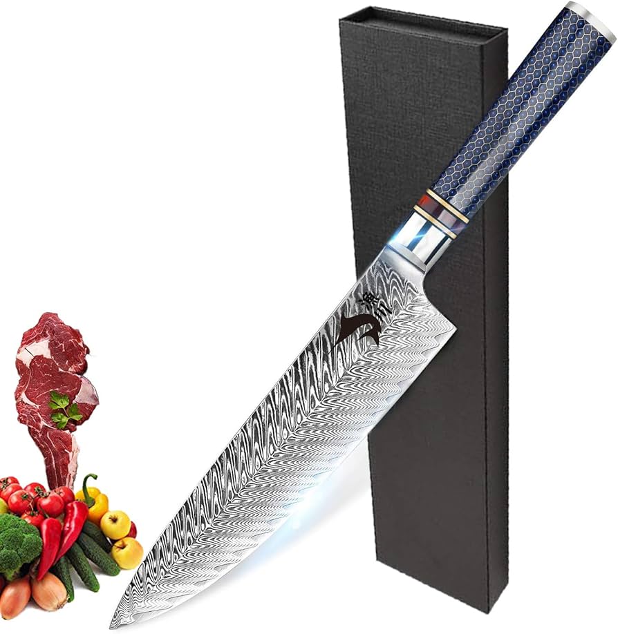 Amazon｜漁川 ダマスカス牛刀 包丁 VG-10ダマスカス 67層肉切包丁