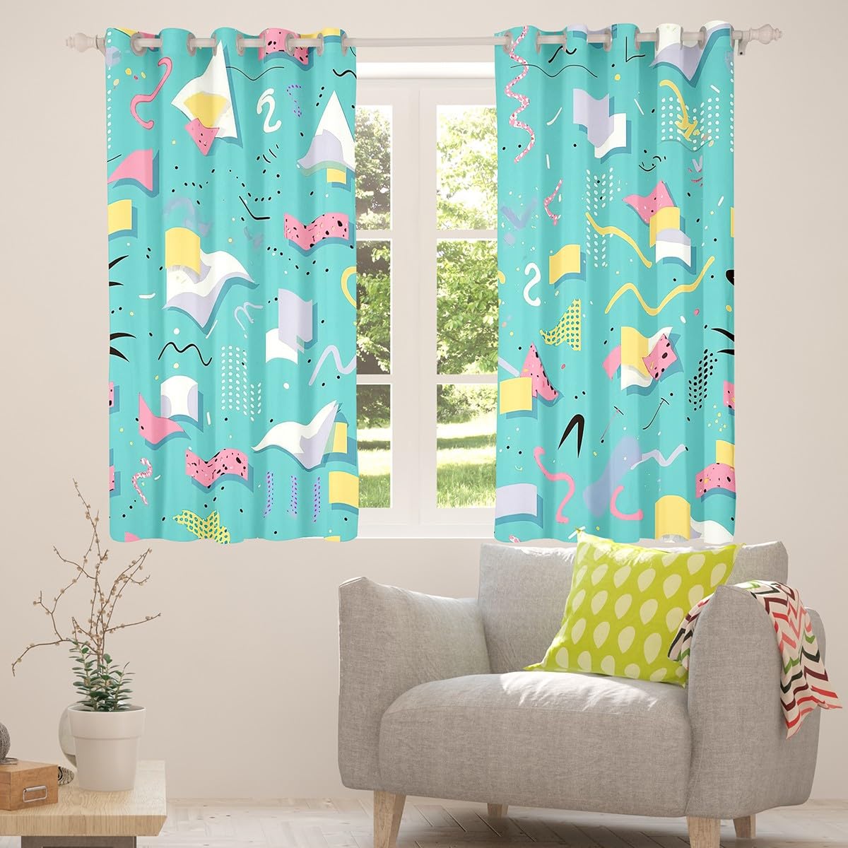 Amazon｜80年代90年代ファッションスタイルカーテン 84インチ x 63