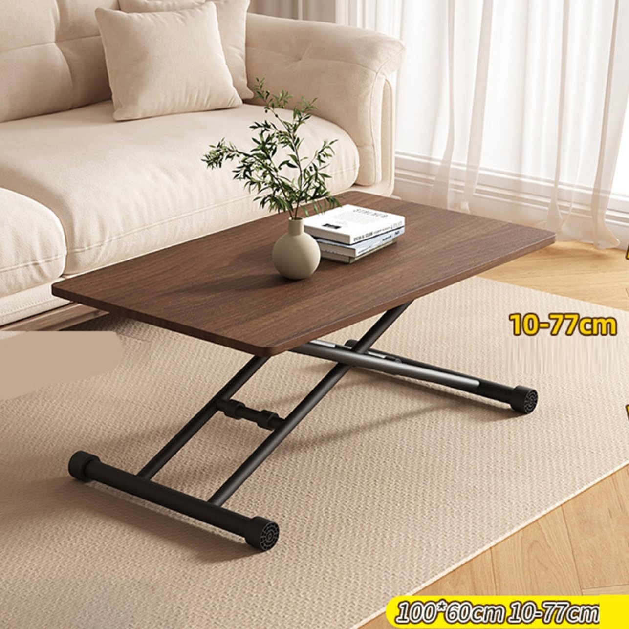 ダークブラウン】H型PCデスク ロータイプ一体型ラック付き