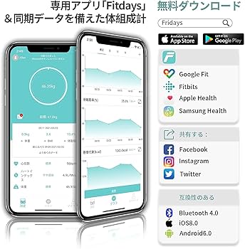 Amazon.co.jp: 体脂肪計 体重計 Lescale mat 体組成計 スマホ連動