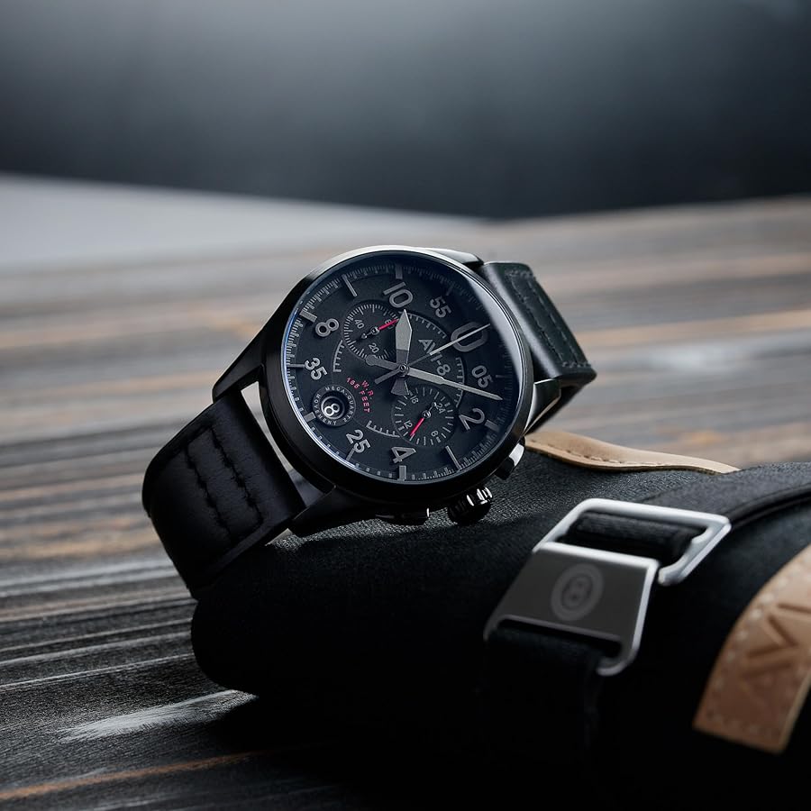 Amazon.com: AVI-8 Mens 42mm Spitfire Lock Chronograph Slate Black
