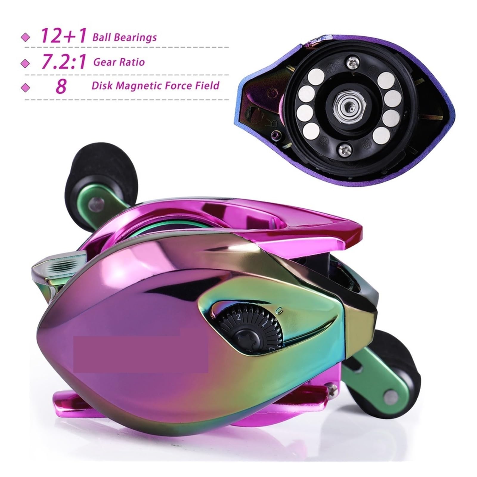 Amazon | RAHBI カラフルなベイトキャスティングリール 7.2:1 ギア比