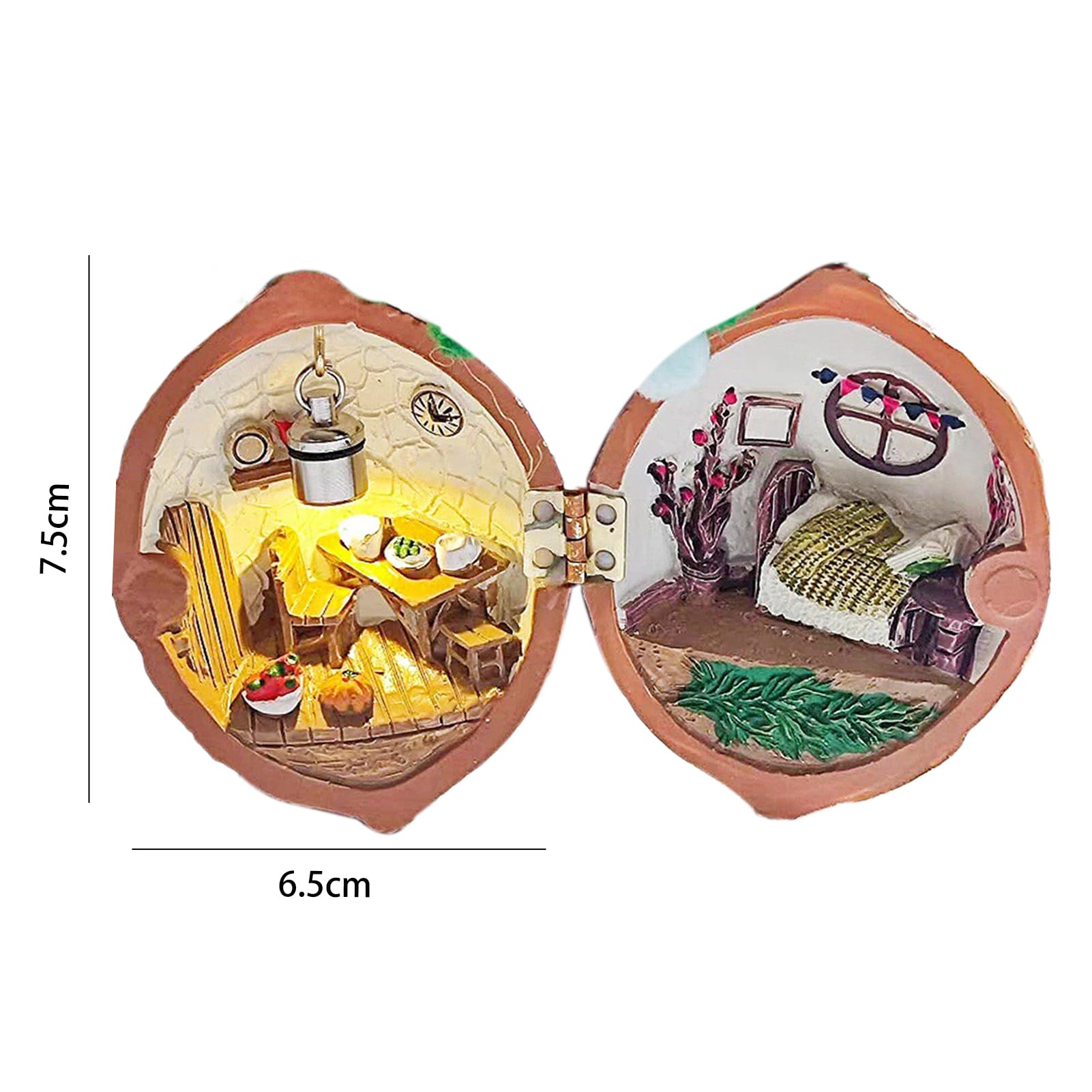 Amazon | ウォールナットシェルミニチュアドールハウス、ハンドメイド