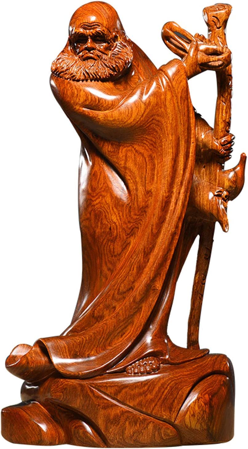 Amazon｜達磨大師立像「武」 高級天然木彫り達磨像 木製仏像 神像 菩提