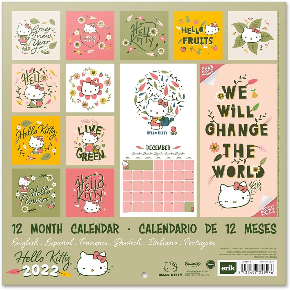 Amazon.co.jp: グルーポエリック:ハローキティ公式壁掛けカレンダー 12