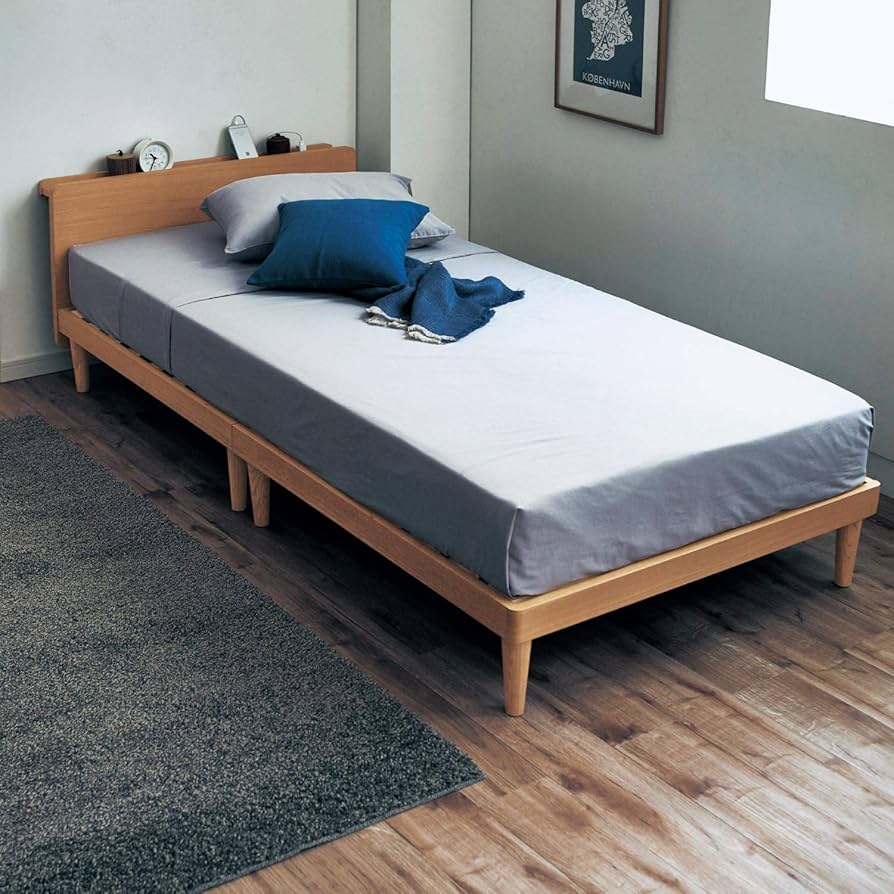 Amazon｜[ベルメゾン] ベッド タモ材 15分で組み立てられる コンセント