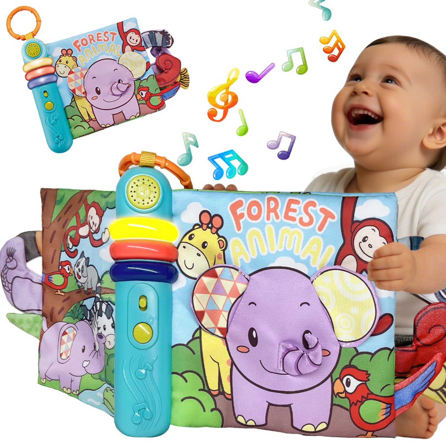 Amazon | TENGEE 赤ちゃん おもちゃ 知育玩具 3歳 多機能布絵本 音楽30