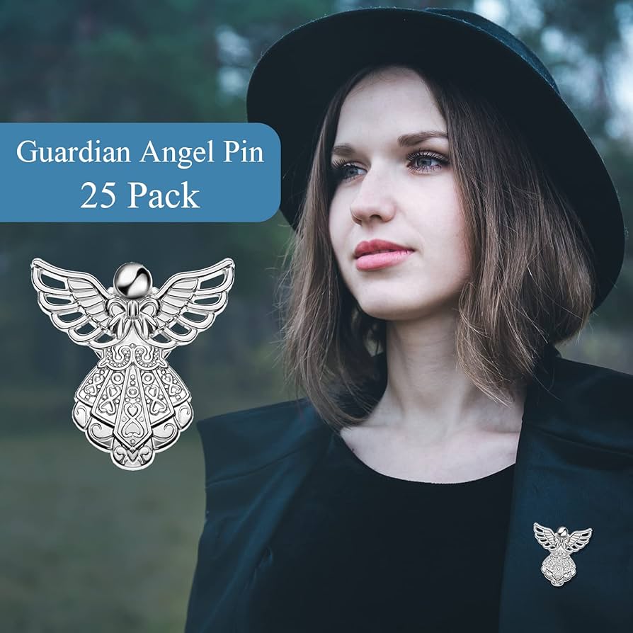 Amazon.com: Geosar 25 Set Memorial Angel Sign Pins Funeral Pocket