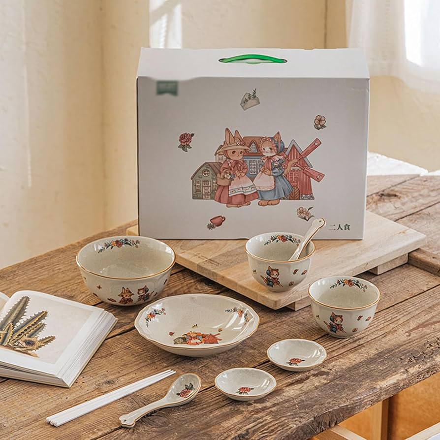 Amazon.co.jp: 童話風 食器セット お皿セット 4人食 2点セット 兎