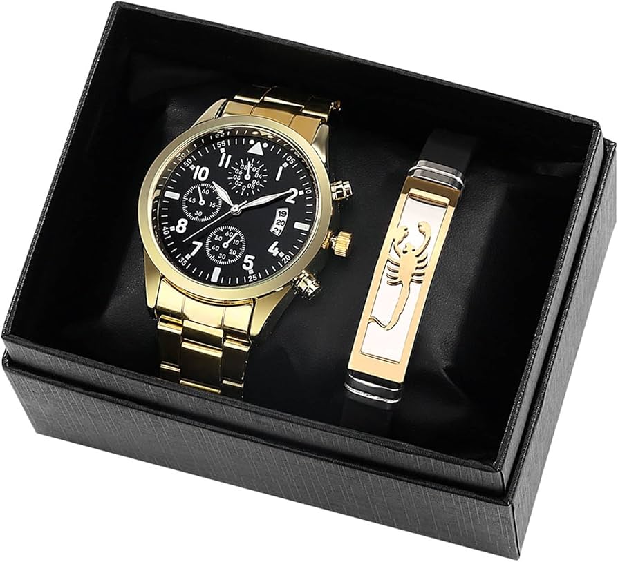 Amazon.co.jp: 男性クォーツ腕時計ブレスレットセットビジネス