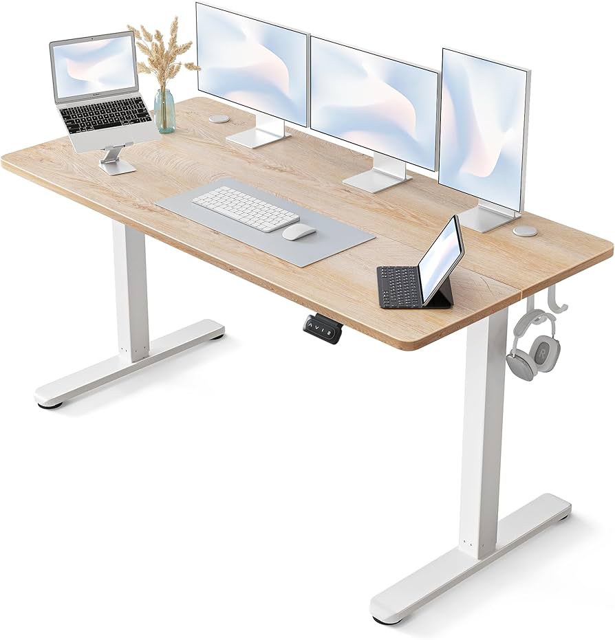 Amazon | FEZIBO 電動 昇降デスク スタンディングデスク 幅152cm 奥行