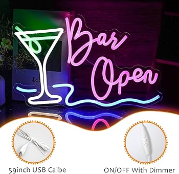 Amazon.co.jp: バーオープンネオンサイン 調光可能 LEDカクテルネオン