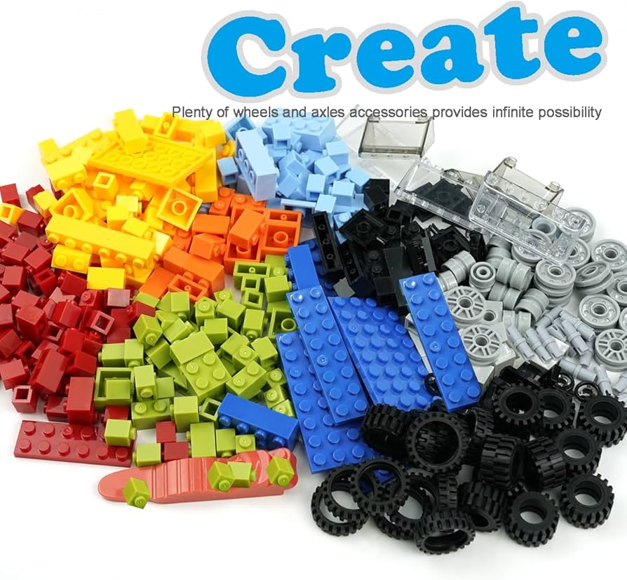 Amazon.co.jp: クラシックブロックの車輪と車軸とタイヤセット、400個