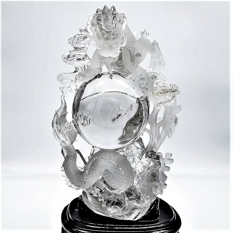 Amazon.co.jp: 龍 ドラゴン 水晶 クリスタル 一刀彫 彫刻 オブジェ