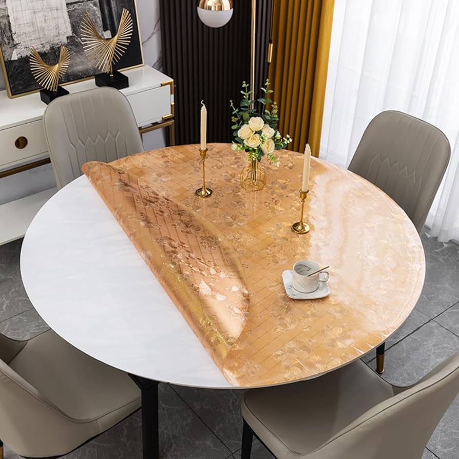 Amazon｜テーブルクロス ビニール テーブルマット 円形 厚み1mm ガラス