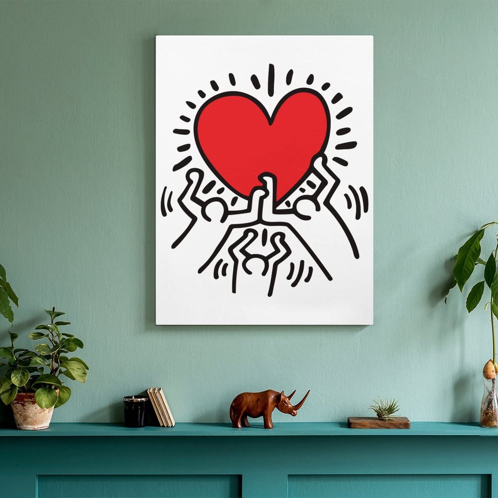 Amazon.co.jp: アートパネル キースヘリング ハート 装飾画 アート