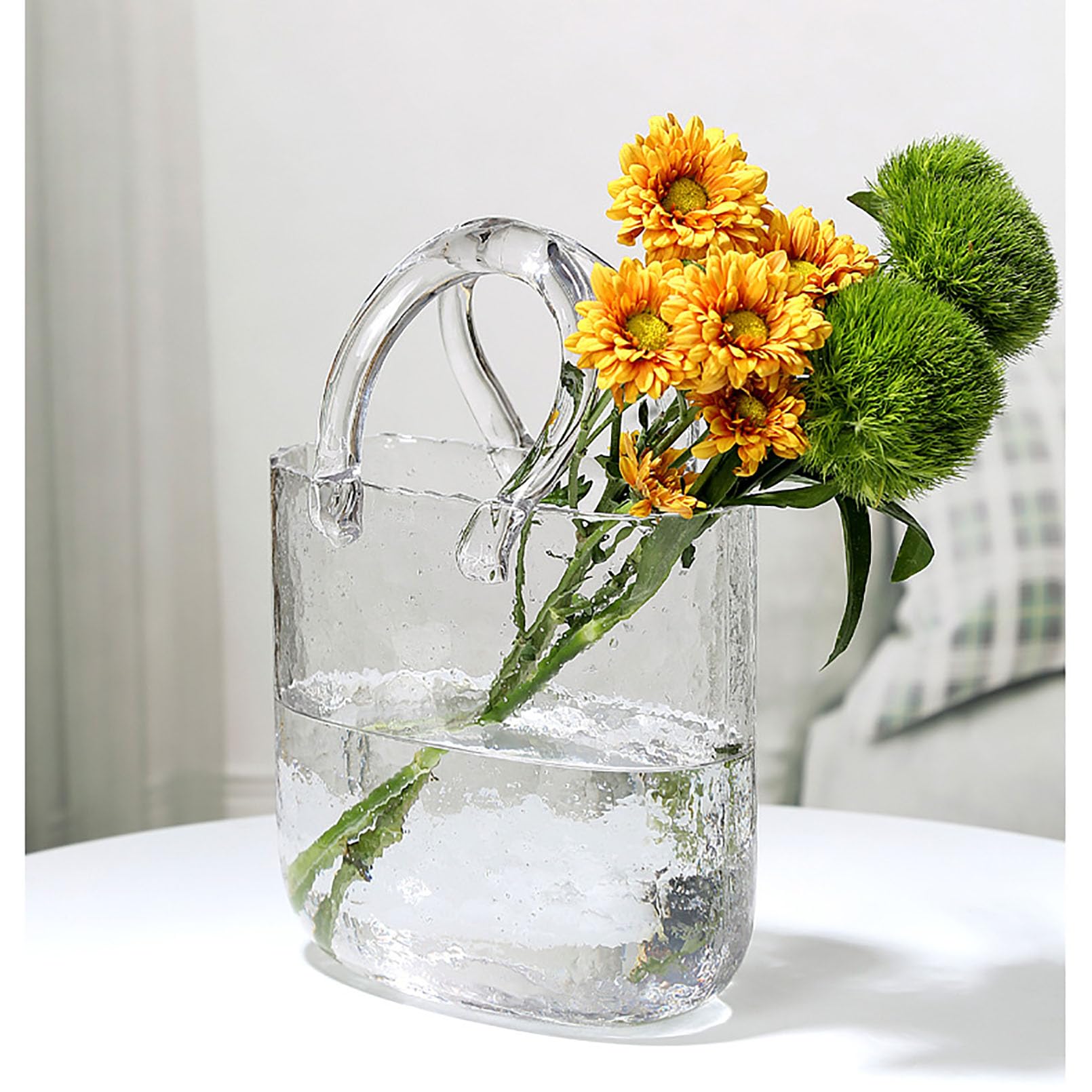 Y1505-5 ヴィンテージ フリント アルバニー ワセリンガラス 花瓶 Y1505