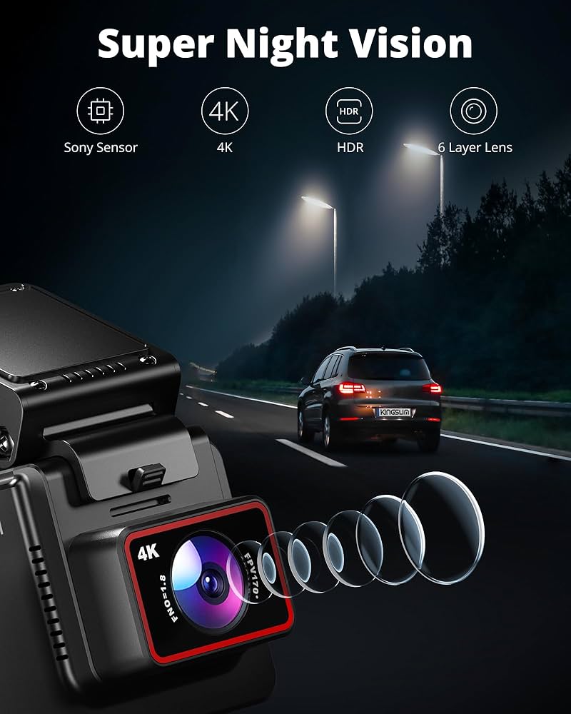 Amazon.com: Kingslim Dash Cam Front and Rear 4K, Car Dash Camera