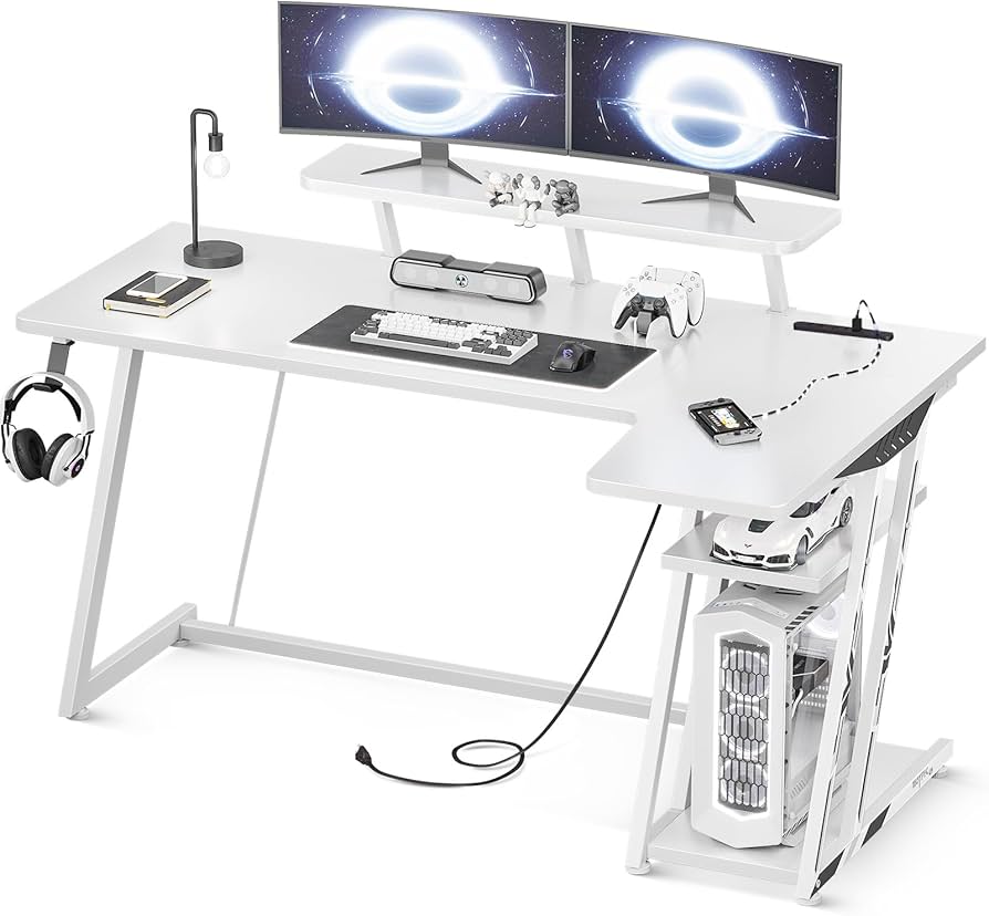 Amazon | MOTPK ゲーミングデスク L字 パソコンデスク コンセント付き