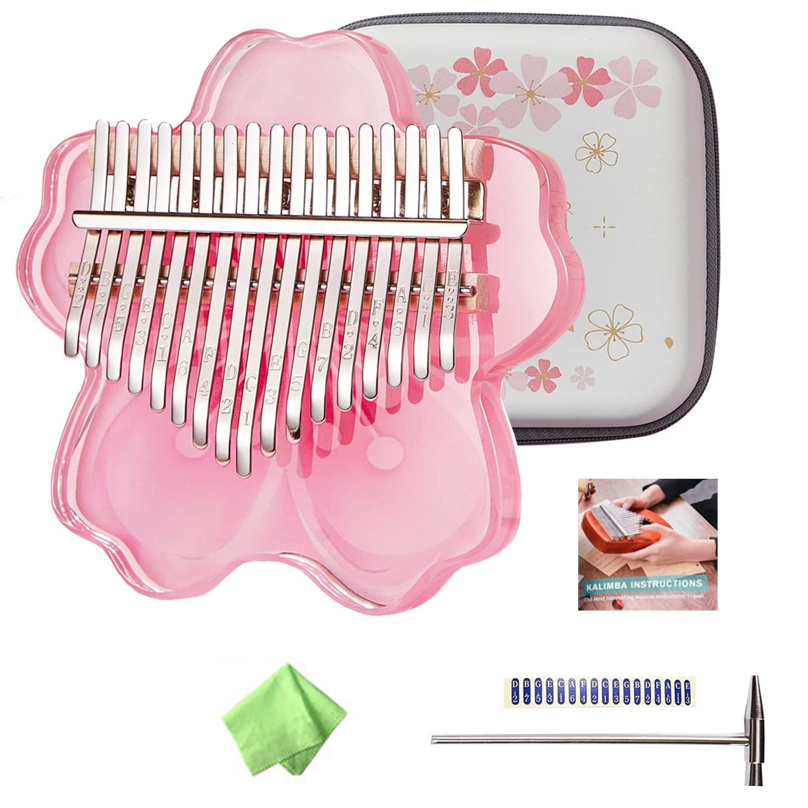Amazon | カリンバ 17鍵 21鍵 親指ピアノ アクリル透明桜型 携帯用指