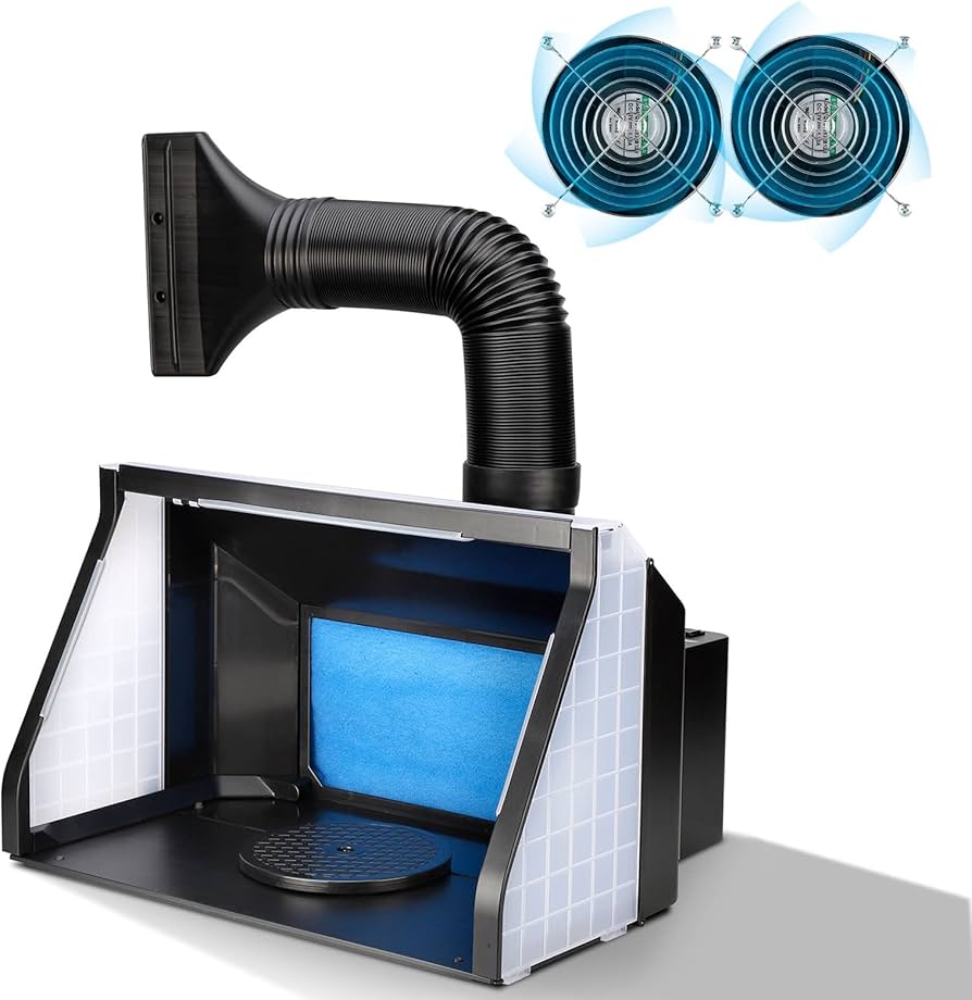 Amazon | Anesty 塗装ブース 2基フアン LED照明 スプレーブース 明るさ