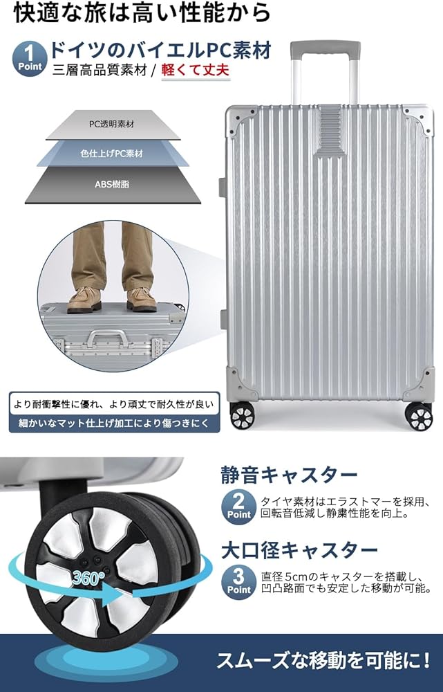 Amazon.co.jp: [タビトラ] スーツケース 大型 人気 キャリーバッグ TSA