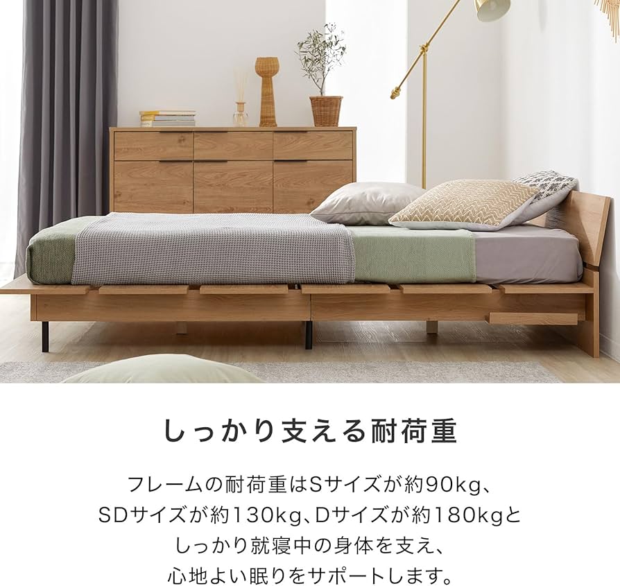 Amazon｜LOWYA ロウヤ ベッドフレーム ローベッド 木目調 シャビー