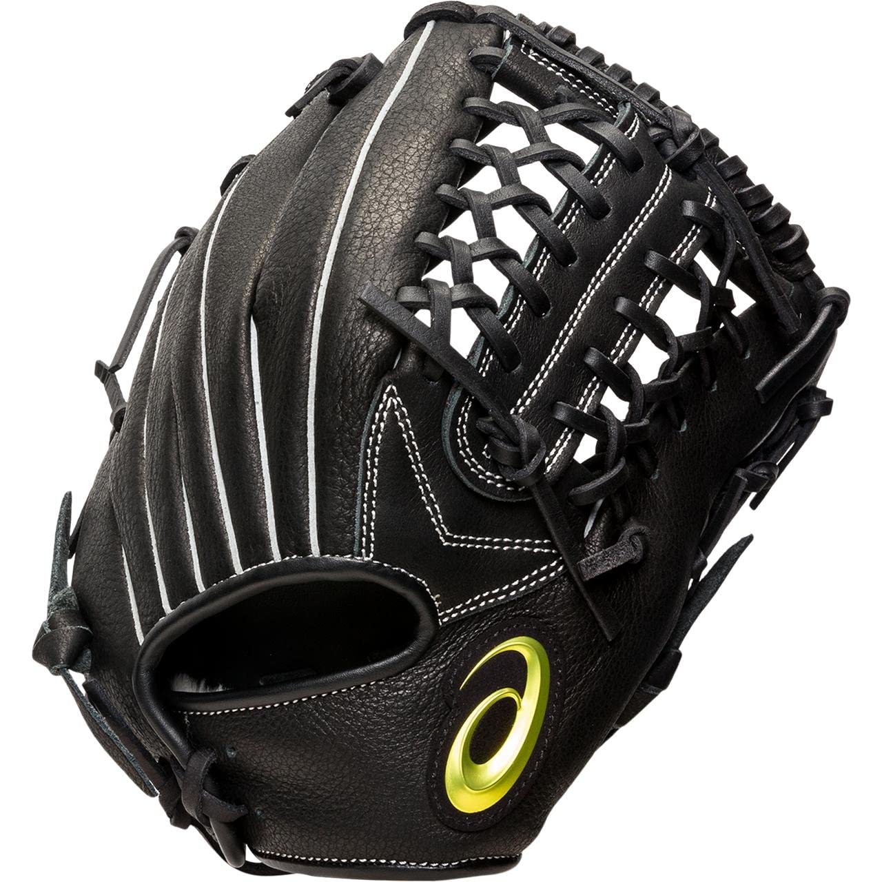 asics 軟式グローブ 黒 レザー ストライプ asics 軟式グローブ 黒