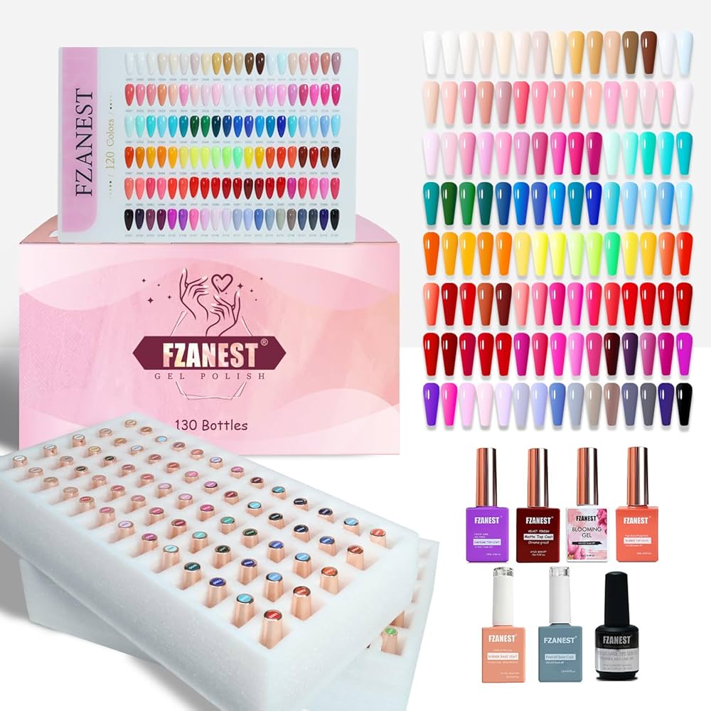 Amazon.com: FZANEST 130Pcs 15ml Gel Nail Polish Set With Rubber