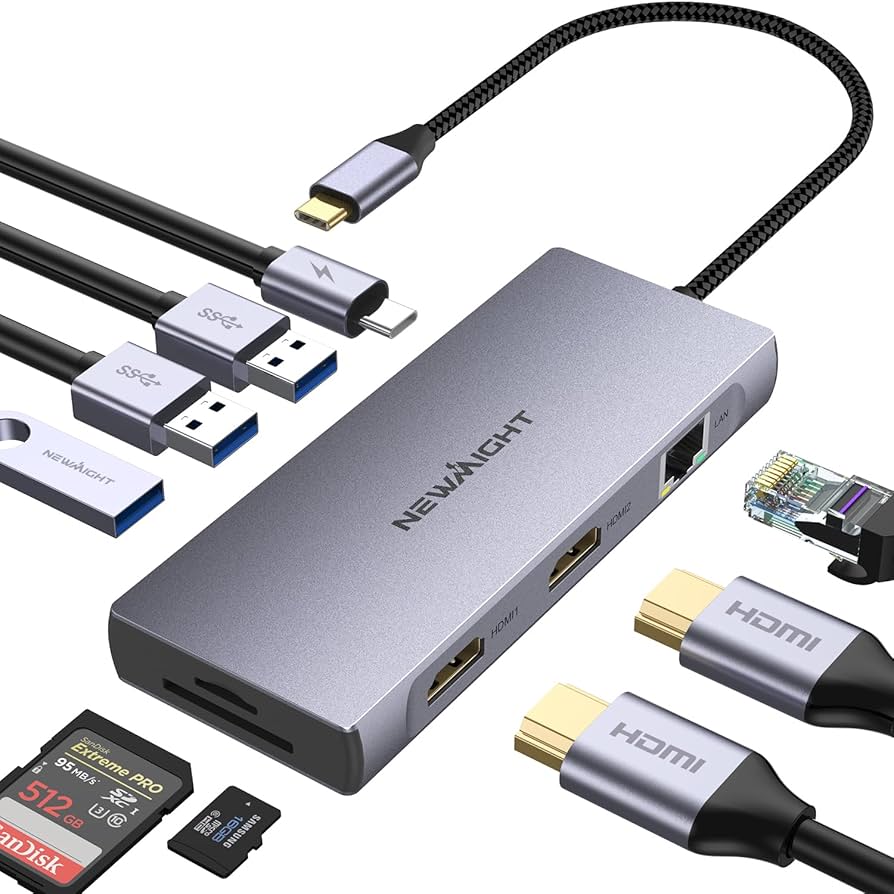 Amazon.co.jp: USB C ハブ 9-in-1アダプタhdmi 2つ Dual Display lan