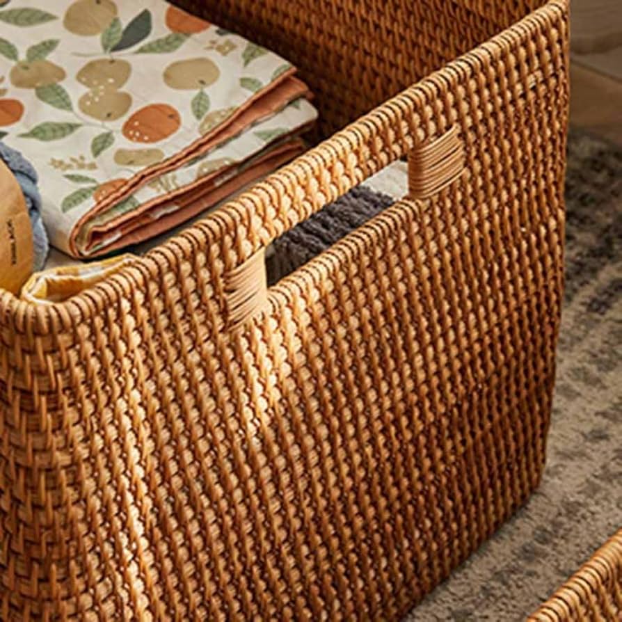 Amazon.co.jp: MJKQ9 収納ボックス ラタンバスケット 収納かご 籐かご
