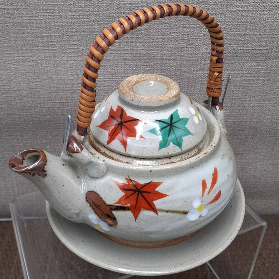 Amazon.co.jp: 日本製 美濃焼 萬宝窯 土瓶蒸し 雲錦 秋の味覚 松茸