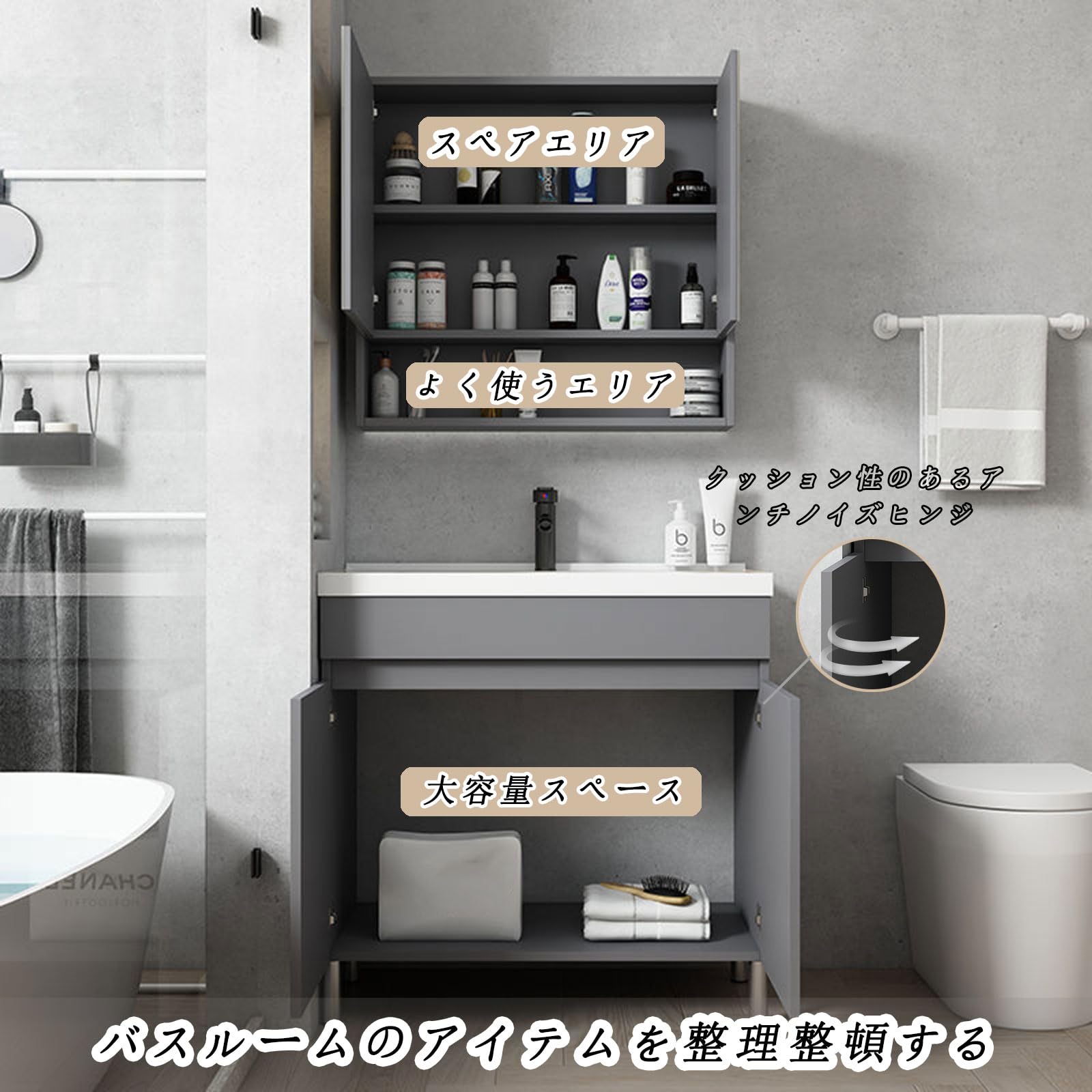 Amazon.co.jp: Vzxdzn 洗面台 洗面化粧台 収納 ミラーキャビネット